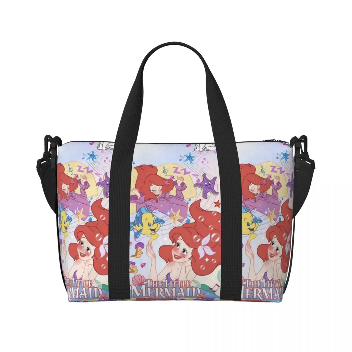 

Сумка-шоппер Custom The Little M-Mermaid для покупок, женская, большая вместимость, с принтом принцессы Ариэль, для спортзала, пляжа, путешествий