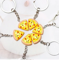 Cute Pizza Keychain for Women Student Kawaii Pizza Pendant Key Chain Backpack Car Accessories for Best Friend Jewelry Gift