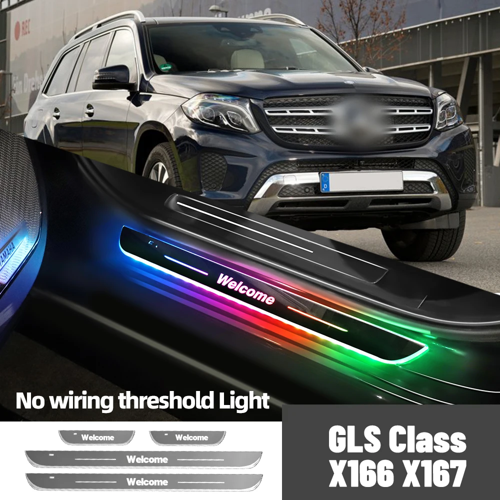 

For Mercedes Benz GLS Class X166 X167 2015-2023 Car Door Sill Light Customized Logo LED Welcome Threshold Pedal Lamp Accessories