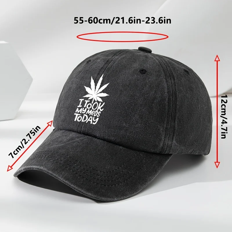 A Fun Maple Leaf Print  Cap for Men, Outdoor Casual Sports Moisture-wicking Adjustable Washed Vintage Sun Hat