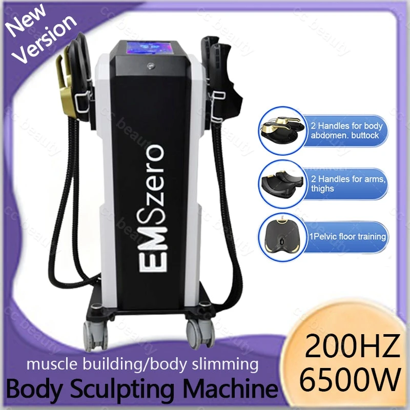 

New Emszero Neo EMS Body Sculpting Hiemt 200HZ 6500W Machine Muscle Building 4 Handle RF Stimulation Slimming