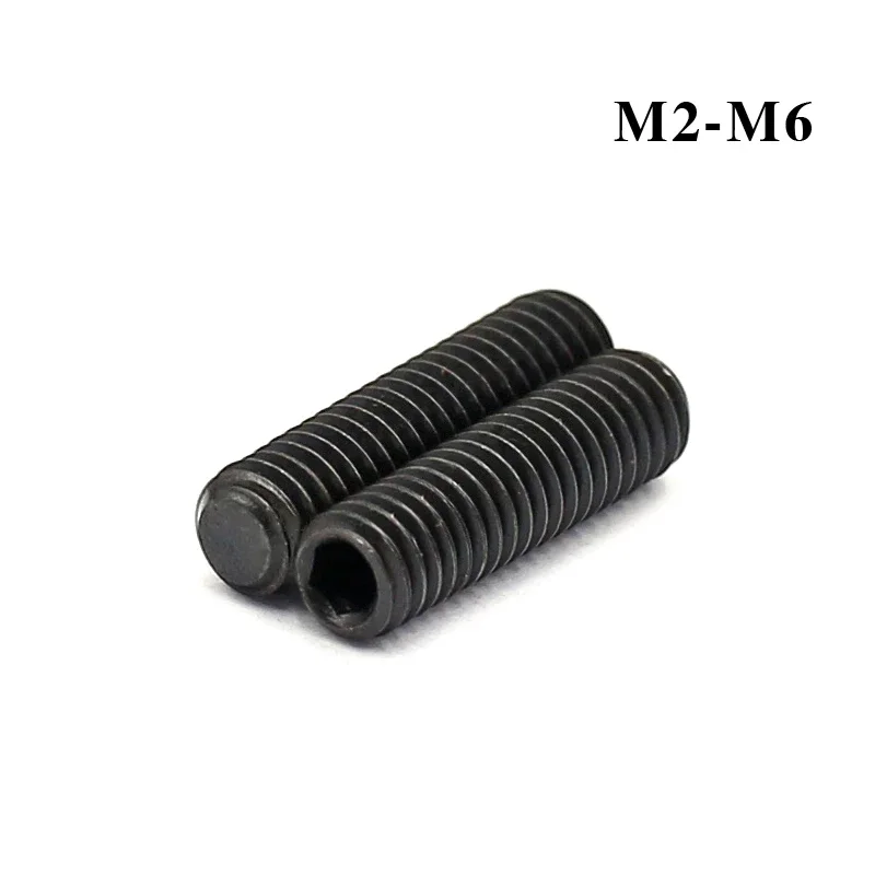 1-50Pcs M2/M2.5/M3/M4/M5/M6 DIN913 Black Flat Point Hex Hexagon Socket Set Screws SCM435 Headless Grub Allen Head Screws Bolts