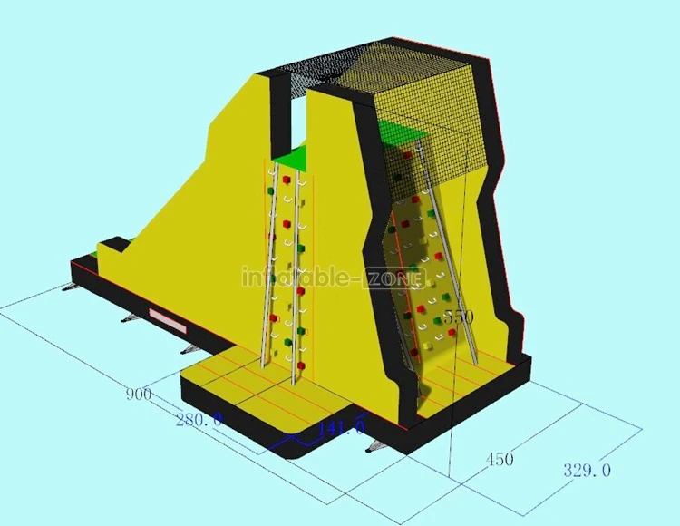 جدار تسلق الجبال الصخرية القابل للنفخ، شريحة عملاقة قابلة للنفخ مع جدار تسلق الصخور