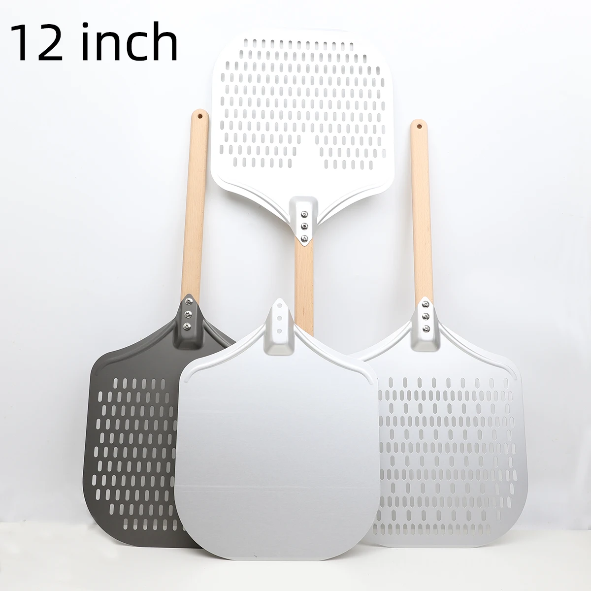 Pala para Pizza de 12 Pulgadas, Pala Giratoria con Mango Corto, Utensilios de Cocina de Aluminio, Pala para Pizza con Forma de Manzana, Herramientas Antiadherentes para Hornear