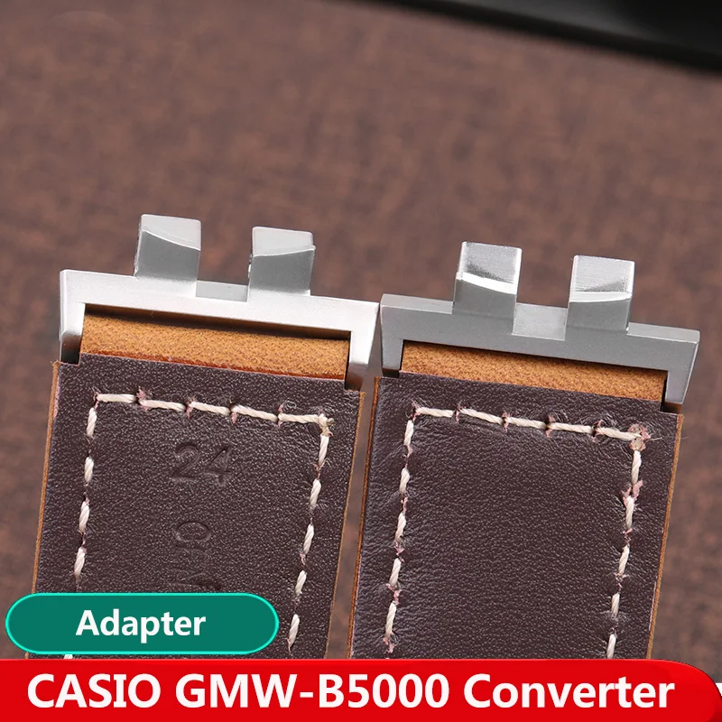 อะแดปเตอร์สายนาฬิกาข้อมือสำหรับ Casio G-SHOCK GMW-B5000 316L สแตนเลสตัวเชื่อมสายนาฬิกา22มม. สีดำสีเงินสีทอง