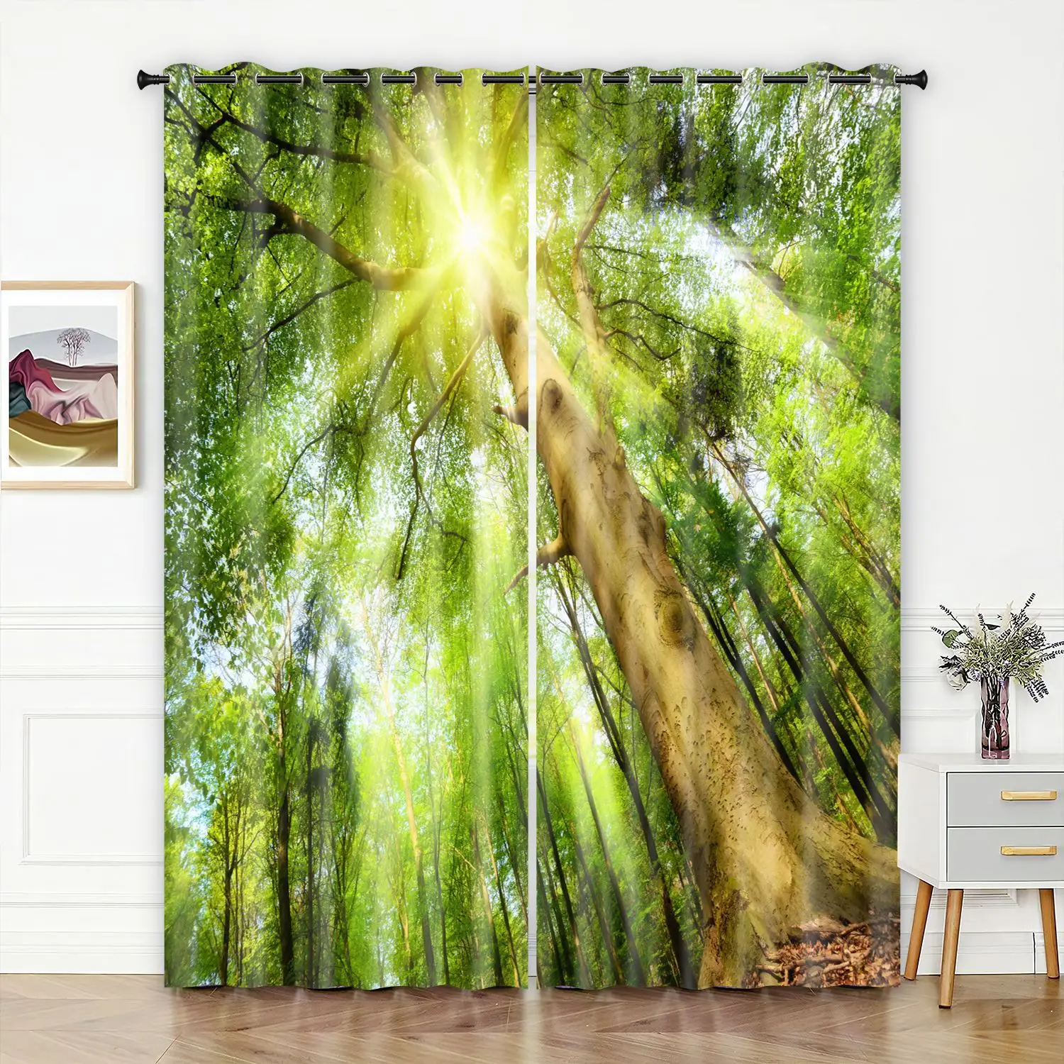 200014   Digital printed curtains with high precision and full shading for home bedrooms, no need for punching and easy installa