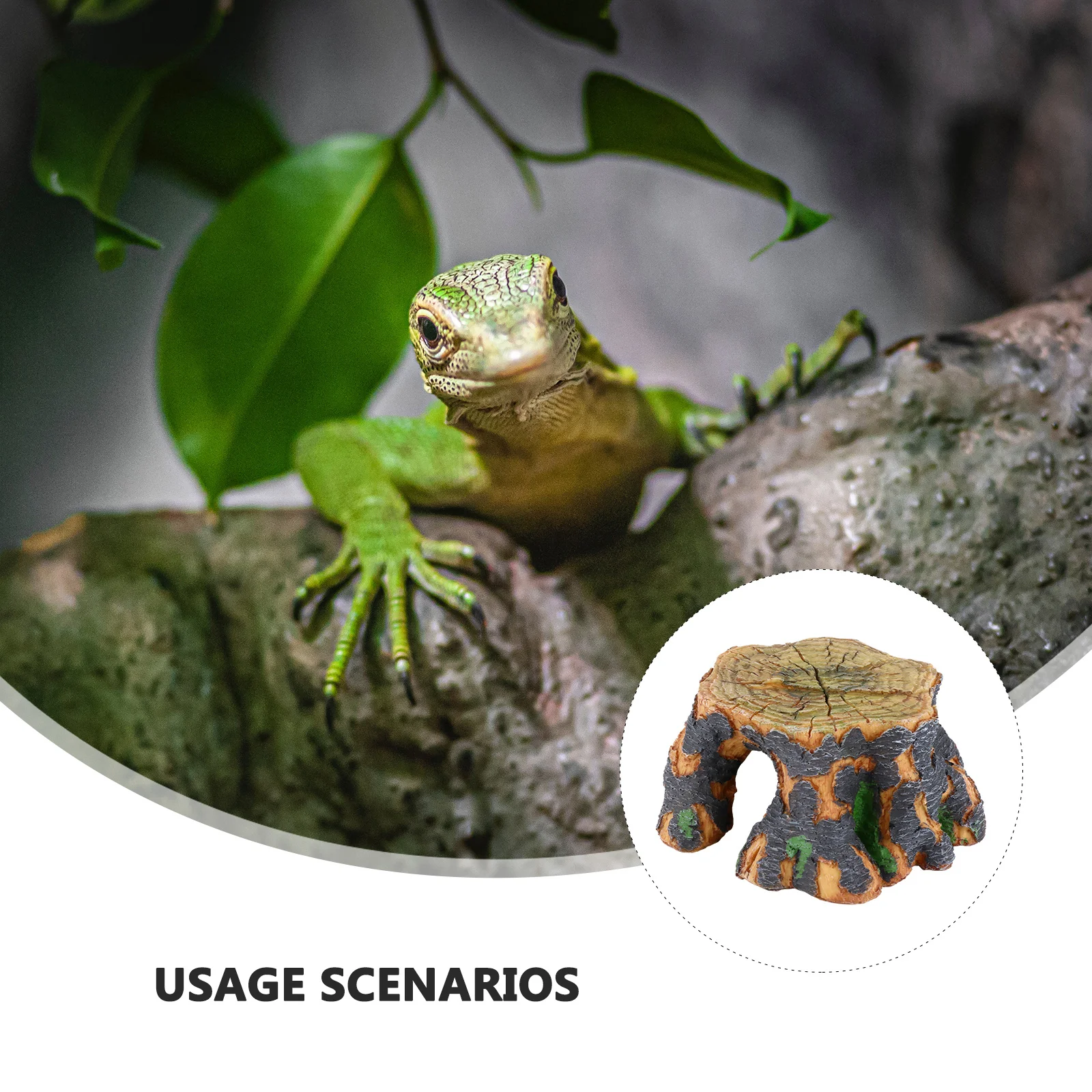 

Resin Lizard Tree Cave Hideout with Hollow Design for Small Reptiles Terrarium Decor Breeding Nest Shelter Habitat Turtle House