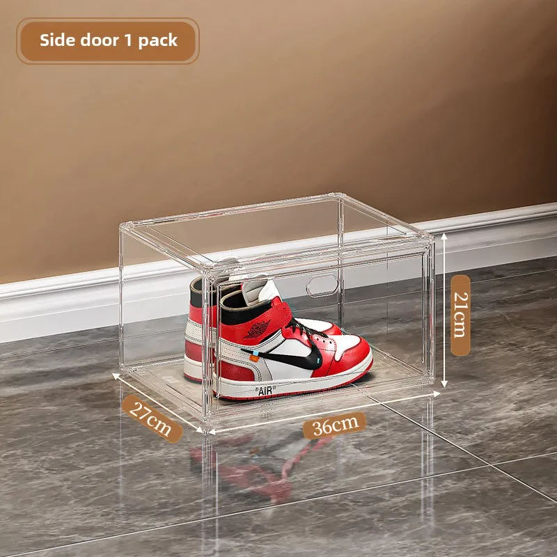 Grote AJ Sneaker Organizer Box Verdikte transparante schoenendoos met magnetische sluiting Stapelbare meerlaagse schoenenopbergorganisator