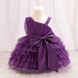 Pageant Dark Purple 1st Birthday Dress For Baby Girl Clothes Lace Princess Tutu Dress Baptism Girls Dresses Elegant Party Gown