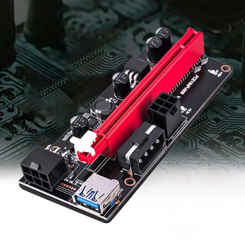 VER009S PCI-E Riser Card PCIE 1X To 16X Extender Riser Adapter USB 3.0 Cable SATA 15Pin To 6Pin Power For Video Card