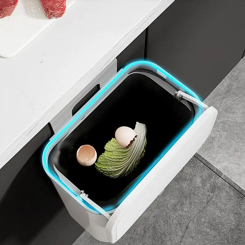 Cubo de basura colgante para cocina, contenedor de basura de gran diámetro con tapa, sin Taladro