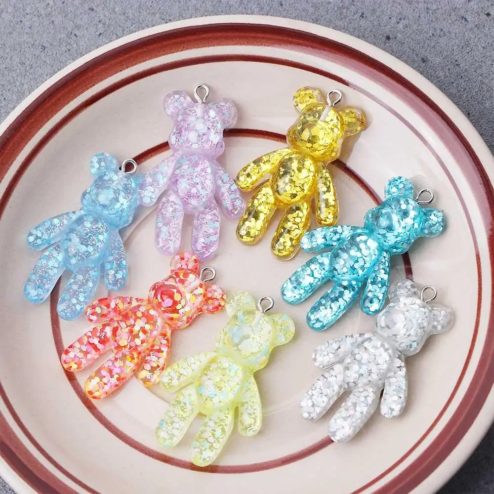 Craft Glitter Flatback Jewelry Accessories DIY Making Bracelets Charm DIY Drop Necklace Bear Keychain Little Bears Pendant