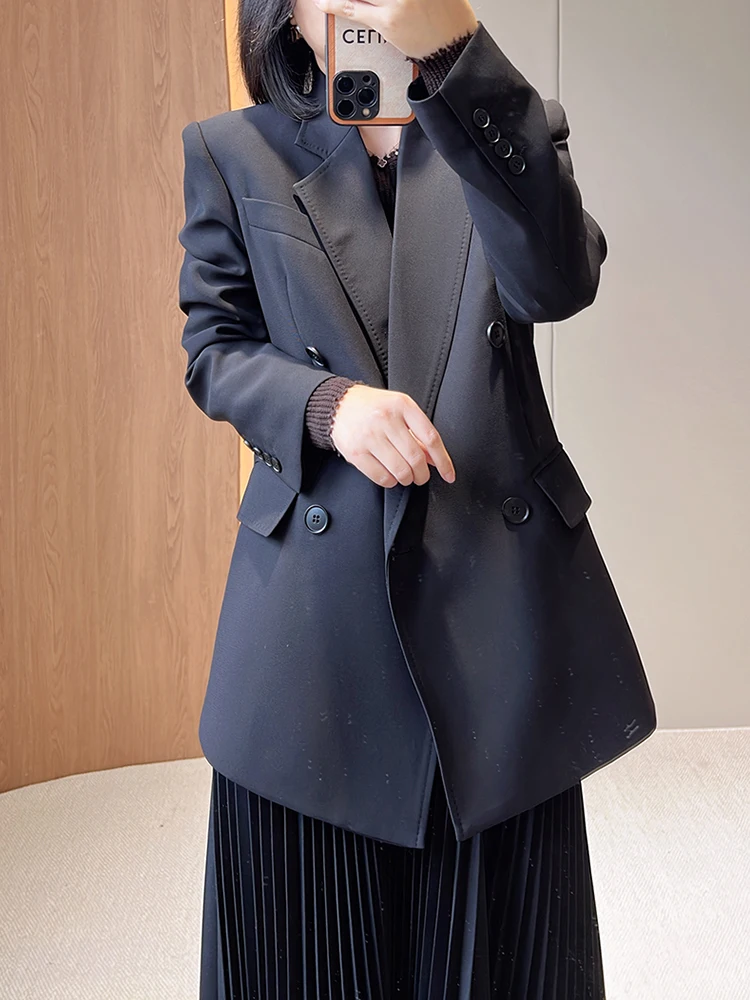 

Женский деловой повседневный костюм Ele Bla: простой, ручной работы, с двубортным пиджаком с лацканами и вышивкой, для офиса и повседневной носки