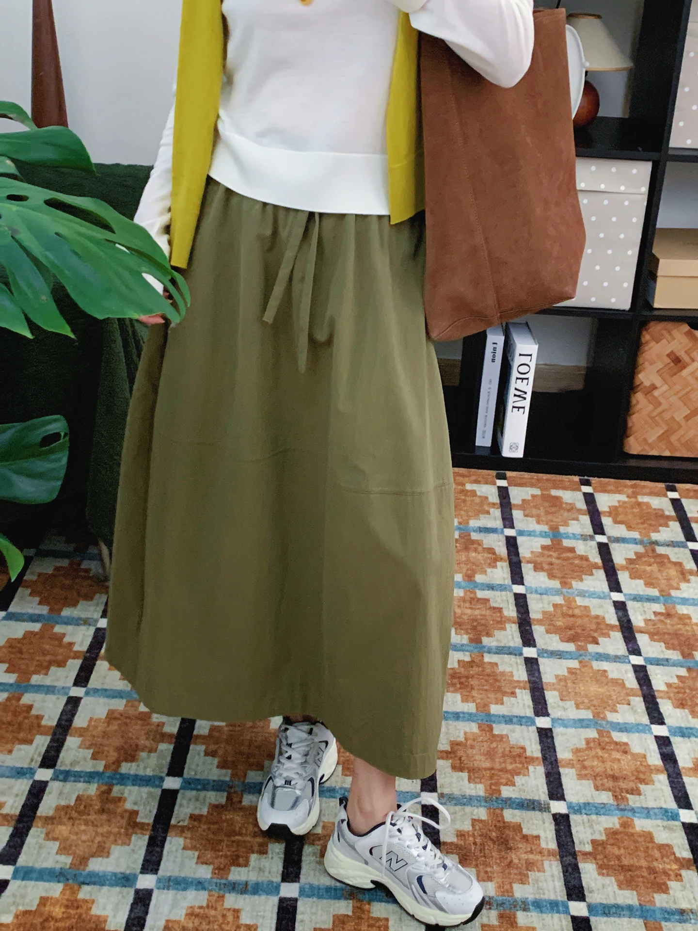 

Slimming High Waist Cotton f Skirt Waed Combed Pear aped Dstring Elastic Waist Casual Commute Advanced Skirt