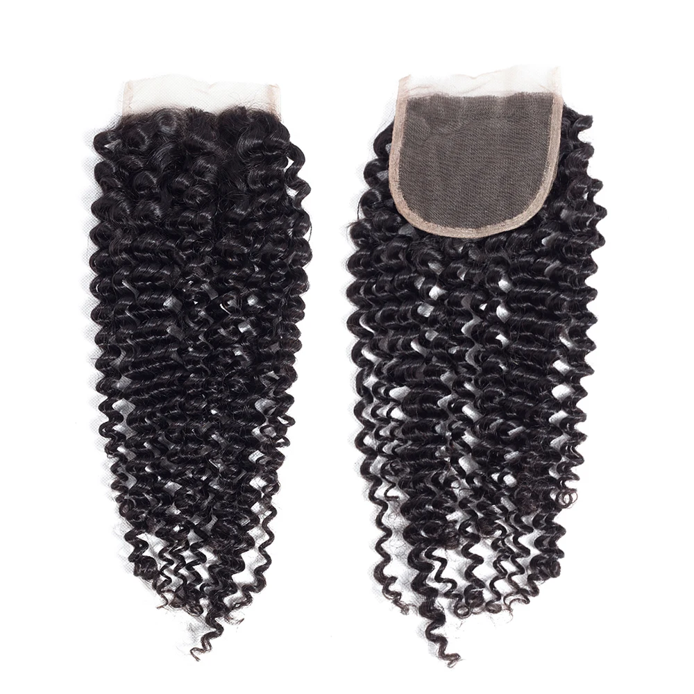 5x5 Transparan Lace Frontal Closure Free/Middle/Three Part Kinky Curly 4x4 Lace Closure Hanya 100% Remy Human Hair Pre Plucked