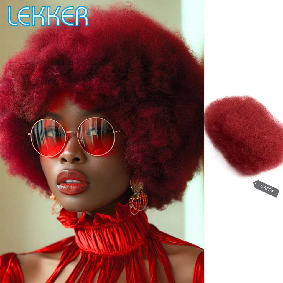 Lekker Colored Hot Red Crochet Braids Afro Kinky Bulk Wave 100% Human Hair Brazilian Remy Hair Braiding Extensions 50g no Weft