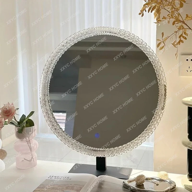 

S Desktop desktop advanced sense intelligent fill light vanity mirror fashionable round beauty mirror