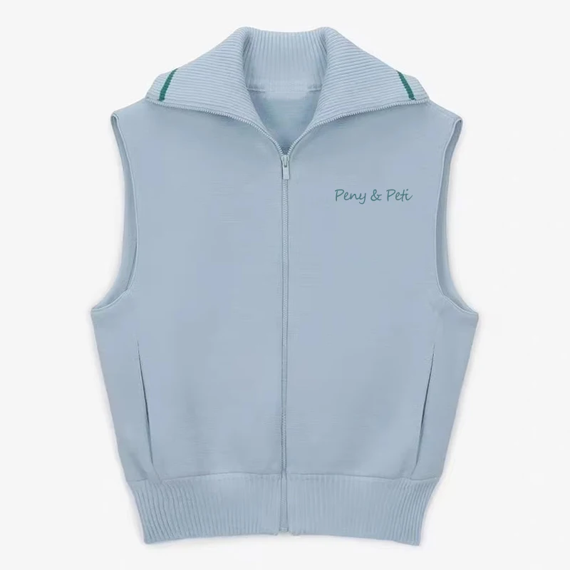 

Women Golf Knitted Vest Spring and Autumn Top Zipper Girl Sweater Jacket Korean Fashion Jacket