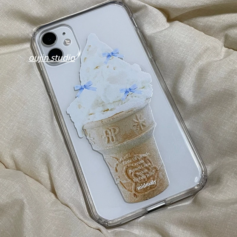 Instagram niche design Simple Korean version HD Summer cute ice cream for 15pro/14promax/13/12/11 phone case protective case aga