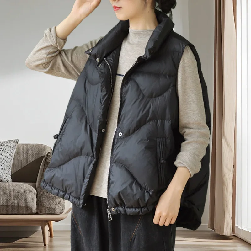 Gilet da donna in piumino d'anatra bianco autunno autunno piumino senza maniche piumino donna gilet casaca sin manga mujer VT-368