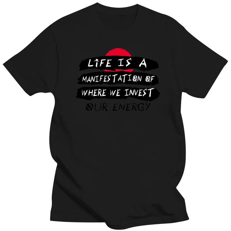 Life Is A Manifestation T Shirt New Design T-shirt Men Letter Tshirt Positive Saying Clothing Custom Team Tops Tees Dark Blue