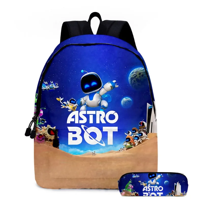 2pcs Set Astro Bot Cartoon Backpack Anime Astrobot Student School Bag Pencil Storage Bag Boys Girls School Supplies Mochila Gift