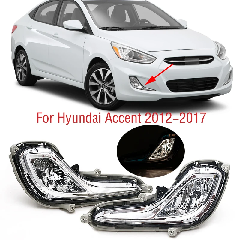 Foglight Nebelscheinwerfer Für Hyundai Accent 2012 2013 2014 2015 2016 2017 Auto Front Stoßstange Nebel Licht Lampe DRL Tagfahrlicht licht