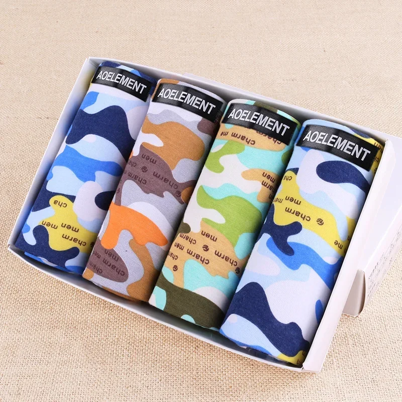 

5pcs Men's underwear sexy waist breathable youth shorts flat briefs boxer briefs