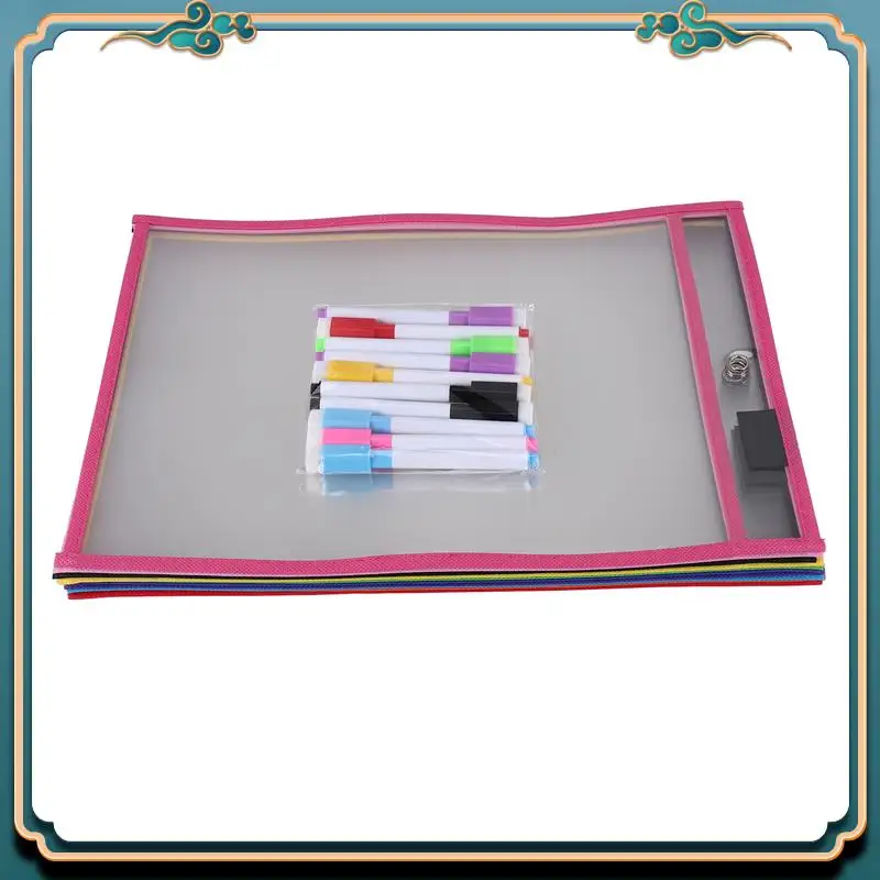 (新品)-ドライイレースポケットスリーブ、(10パック) A4用紙ジョブチケットホルダー、教室用ワークシート用の再利用可能なドライイレースシート