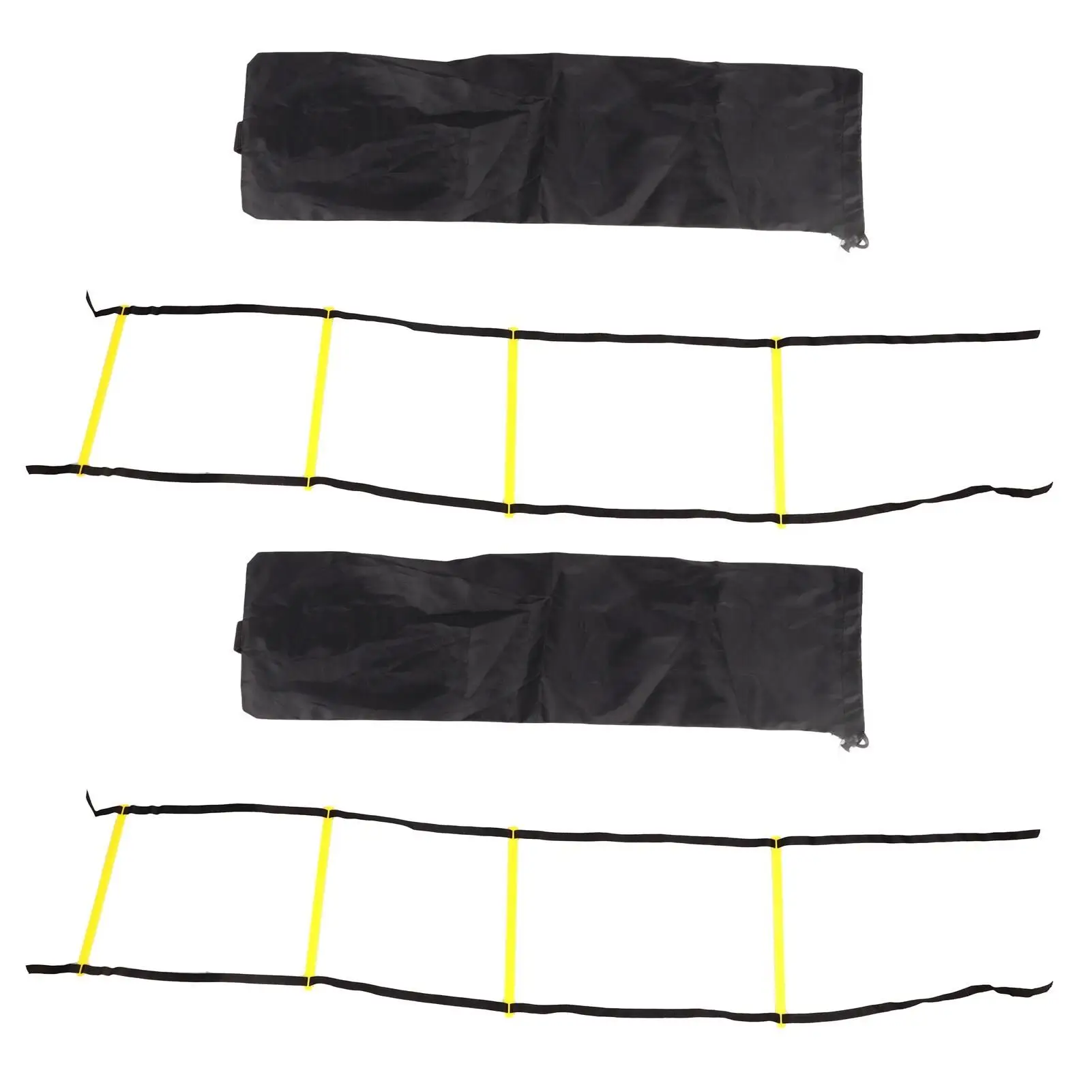 

2PCS 4Rung Speed Training Rope Ladder for football Basketball Footwork Drills 2m Black and Yellow with Carry Bag