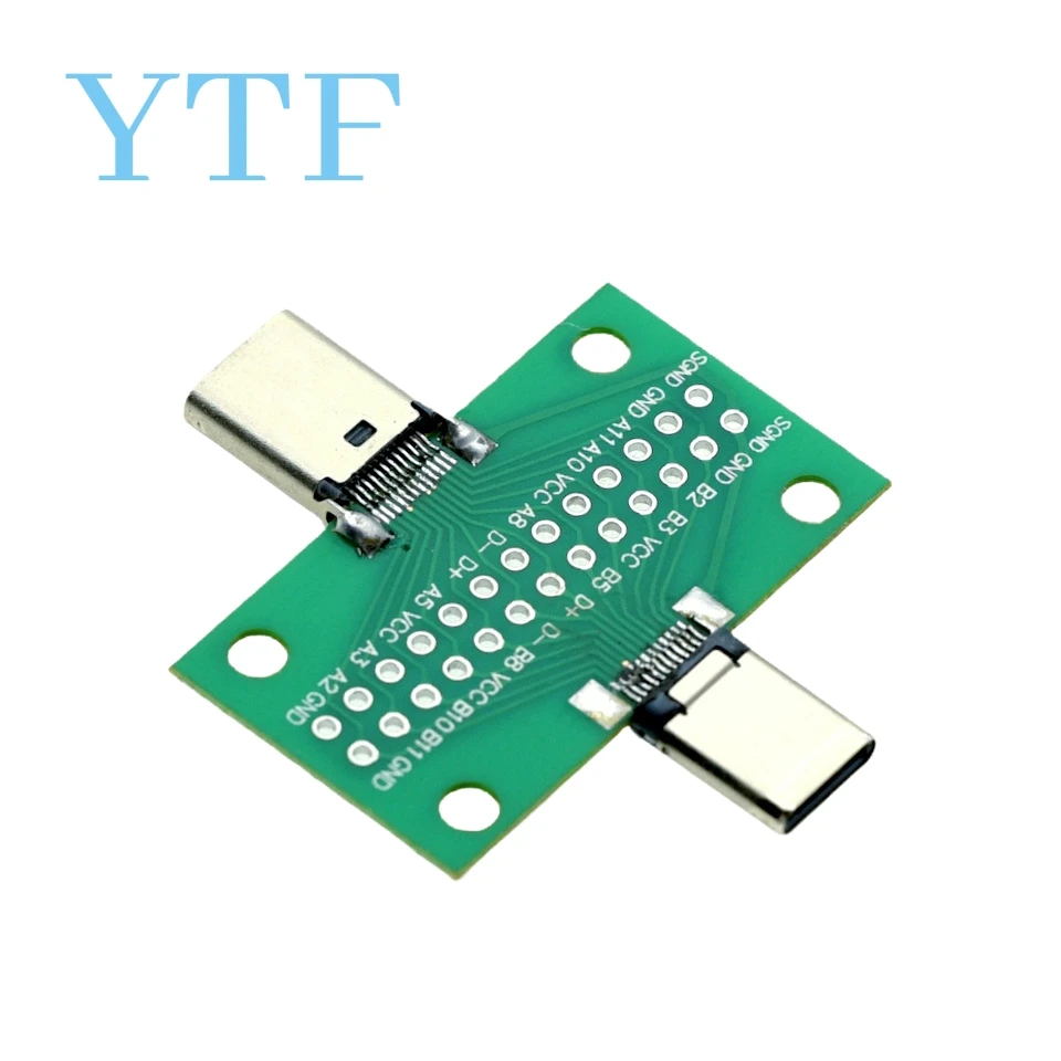 Type-C Male To Female USB 3.1 Test PCB Board Adapter Type C 24P 2.54mm Connector Socket For Data Line Wire Cable Transfer