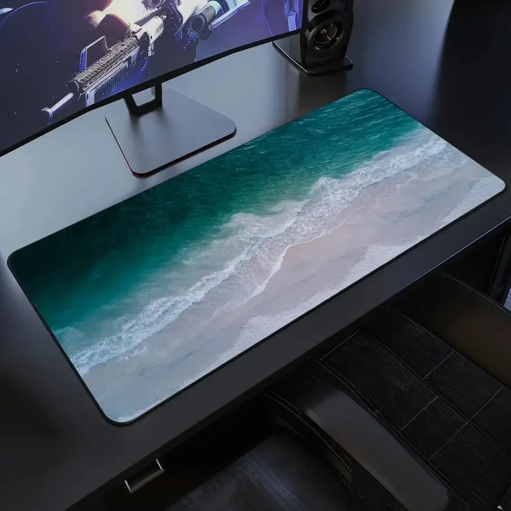 

Beach Waves Mouse Pad Gamer XL Computer Large Custom Mousepad XXL Desk Mats Mouse Mat Natural Rubber Office Carpet PC Mouse Mats