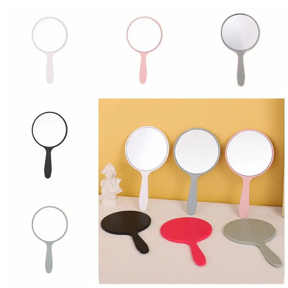 Durable DIY Makeup Mirror Small Handheld Round Handheld Mirror Anti-fall With Handle Portable Mirror Bedroom