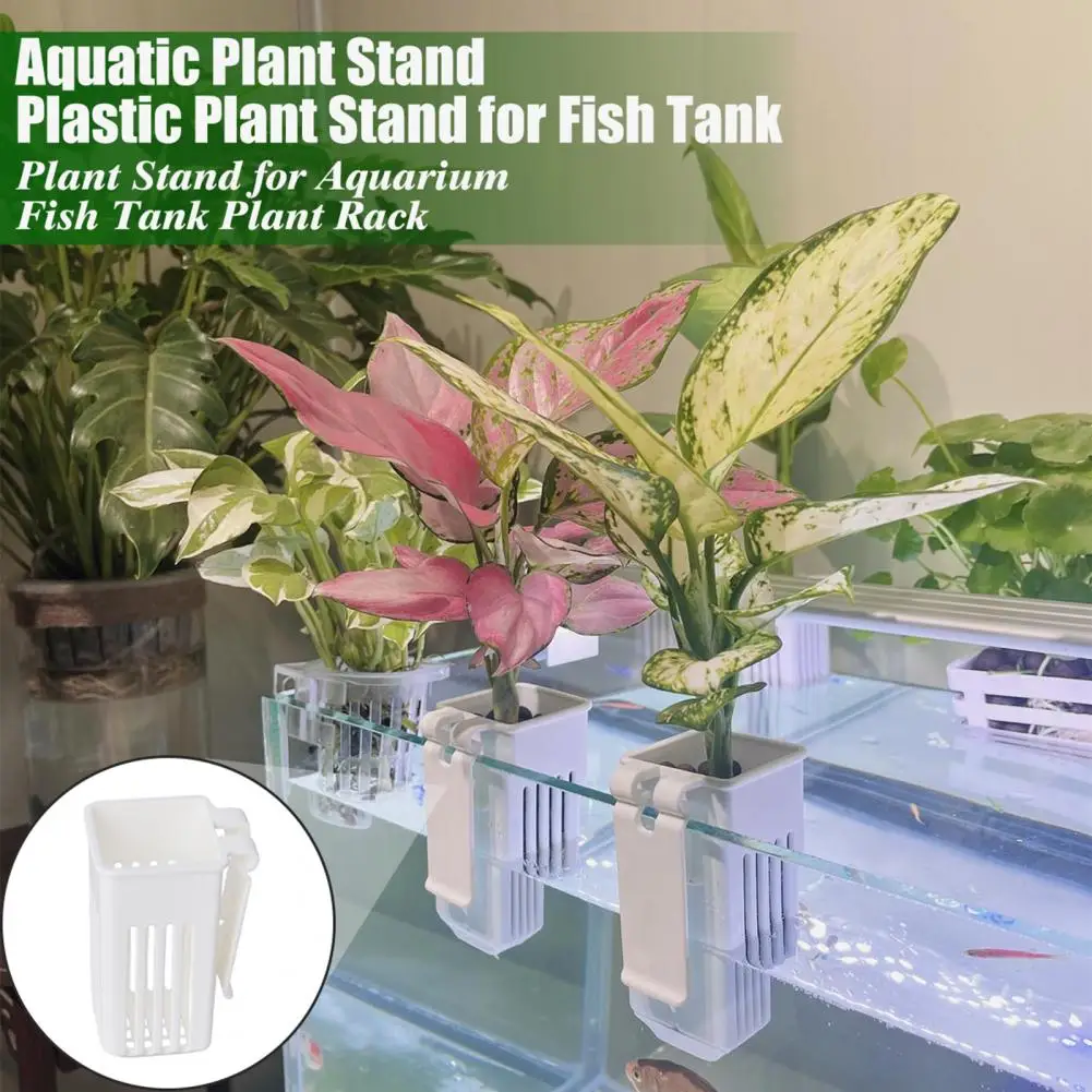 2Pcs Aquatic Plant Stands Fish Tank Flowerpot Plastic Aquarium Hanger Basket Hydroponic Plants Baskets Fish Tank Decorations