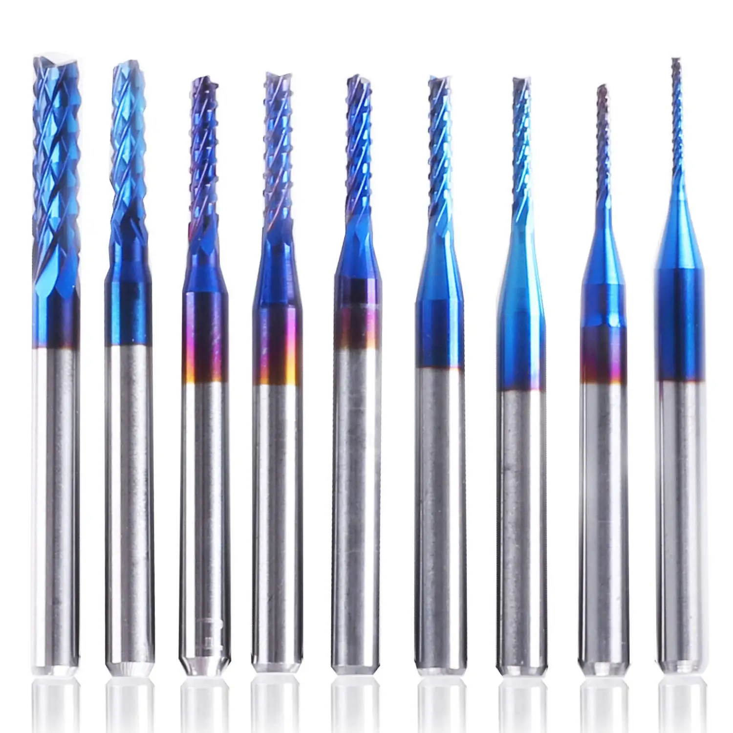 Mantel fräser sain smart genmitsu 10 stücke nano blauer CNC-Fräser, 0,6-3mm, 1/8 "Schaft, für Leiterplatten-Fräs werkzeug