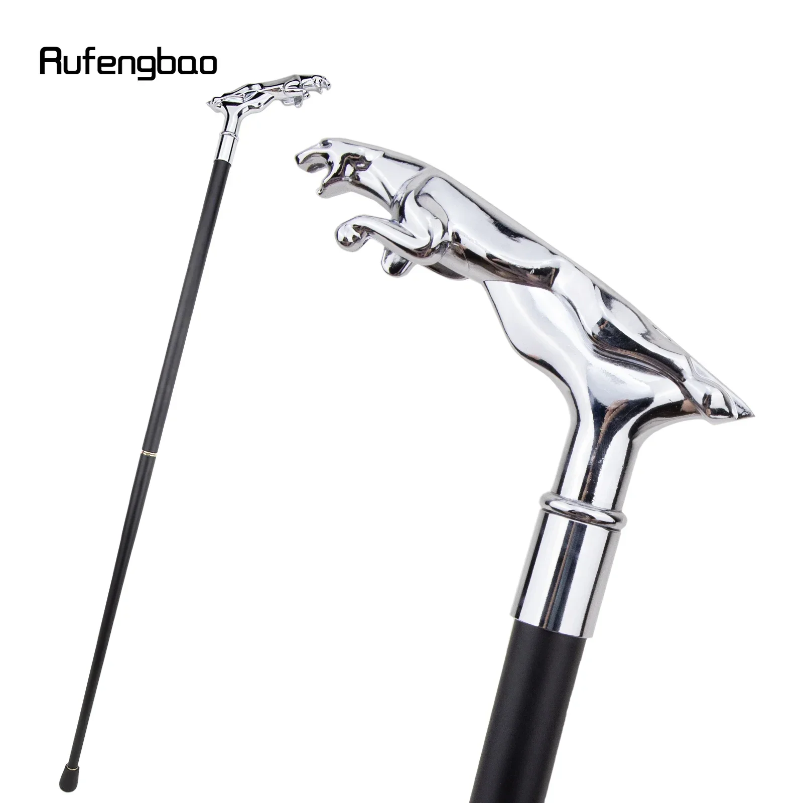 Silver Luxury Leopard Fashion Walking Stick Party Decorative Cane Elegant Knob Walking Stick 93cm  Performance Stage Cane