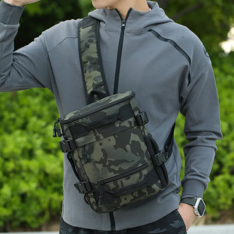 

Men's cross-body out convenient single-shoulder multi-function backpack riding bag large capacity chest bag