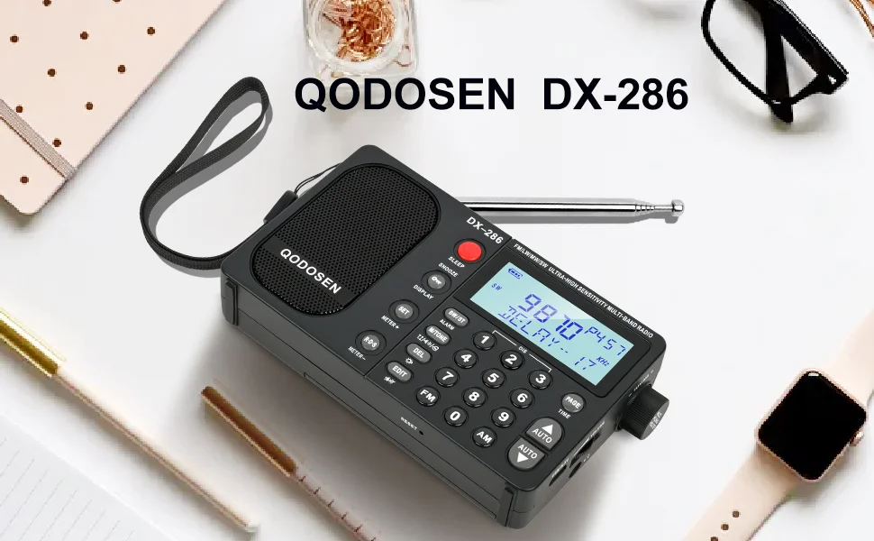 QODOSEN DX-286 Tragbares Radio AM/FM/LW/SW Digitales Weltbreitband-Radio mit TEF6686 Autochip Inklusive Einer 18650 Batterie – Detail 1