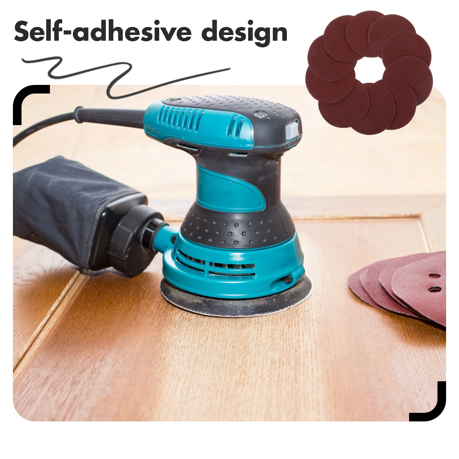 

50pcs Flocked Sandpaper Discs Aluminum Oxide Abrasive Sanding Disks Self Adhesive Backing Pads for Wood Metal Smoothing Angle