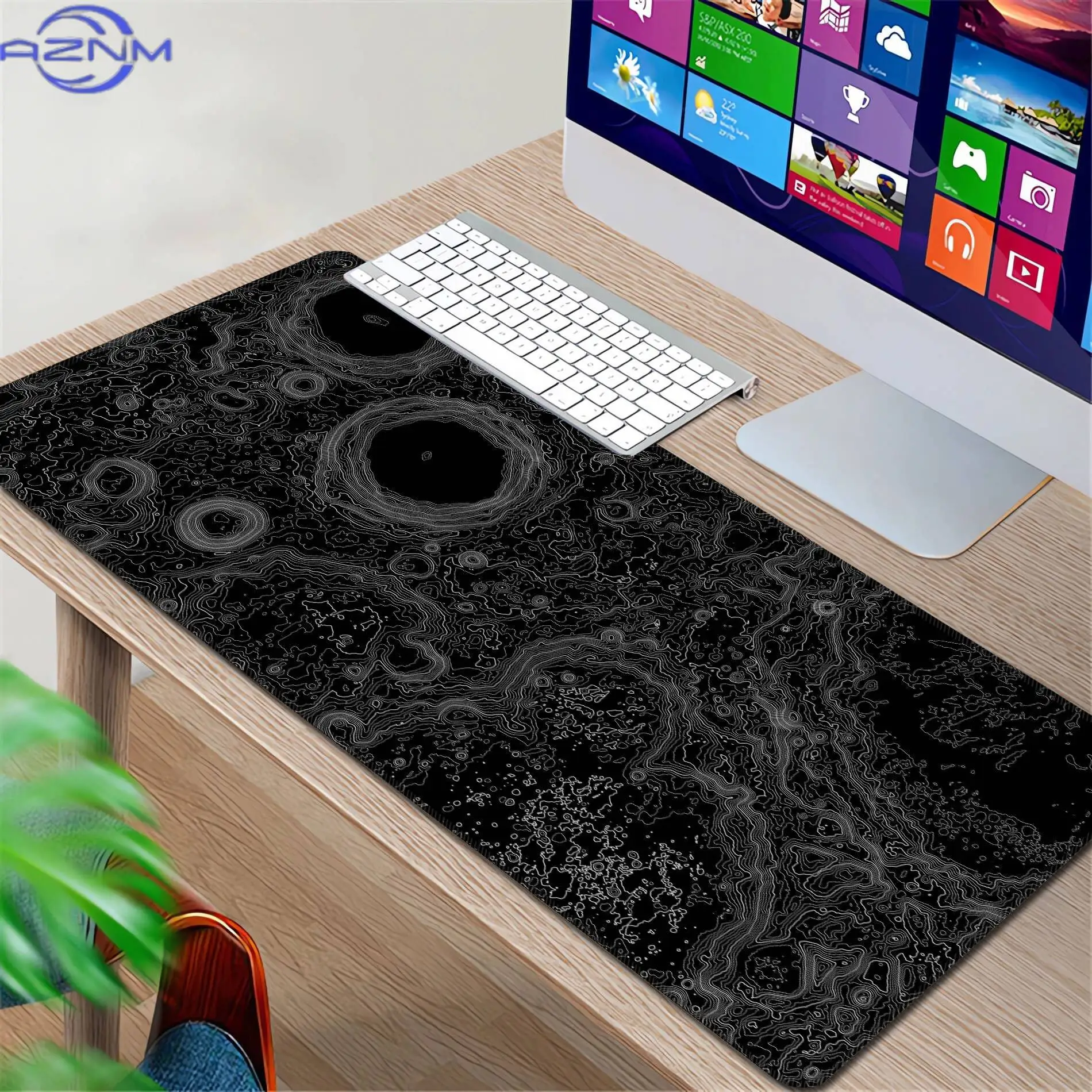 Moon Relief, XXL Celestial Mouse Pad, Topographic Map of The Moon, Keyboard Game Table Mat, Perfect Gift for Astronomers