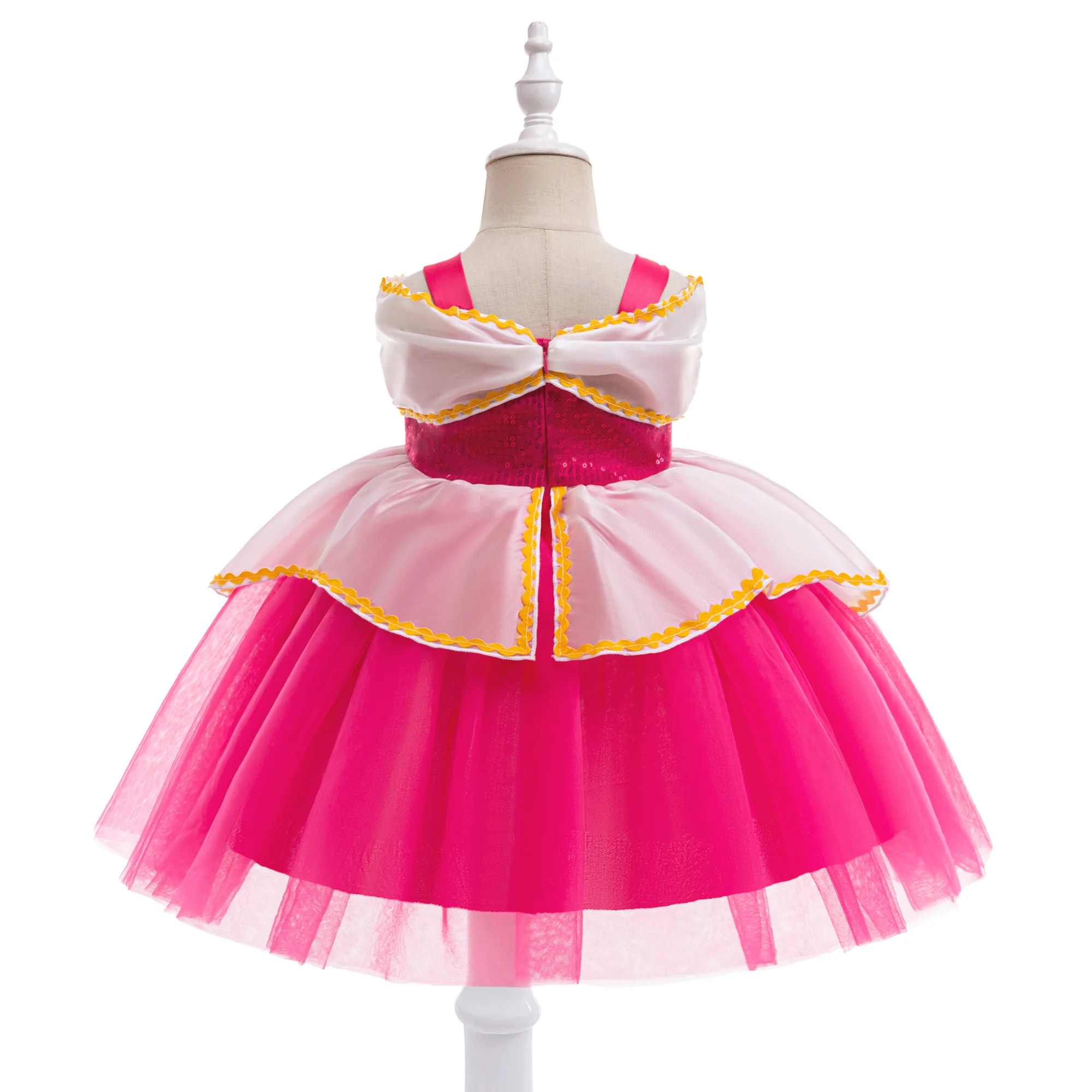 Toddler Girls Sequin Pink Costume Sleeping Beauty Princess Dress Baby Cosplay Party Dresses Infant Cinderella Pink Clothes Wear