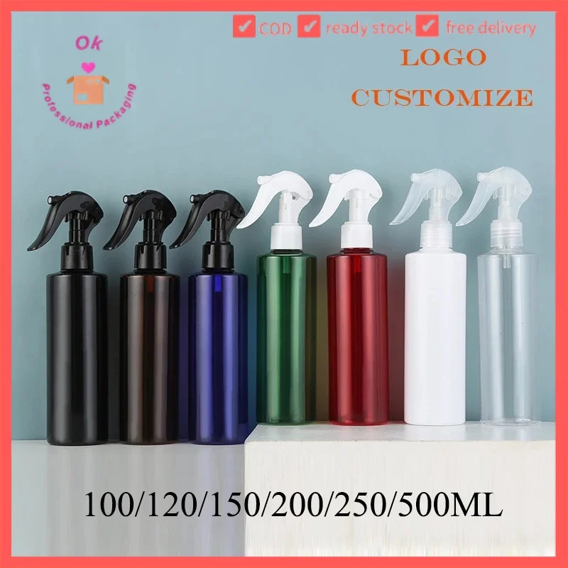 10 sztuk 100ML 120ML 200ML plastikowa butelka z wyzwalaczem pokrywka natryskowa mgiełka Automizer PET czarny pojemnik wielokrotnego napełniania JX052-10