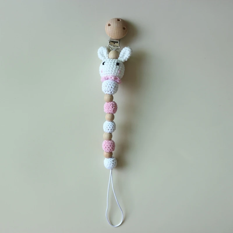 Baby Pram Stroller Hanging Pendant Rattle Pacifier Chain Clip Infants Wooden Teether Bracelet Nursing Chewing Shower Gifts