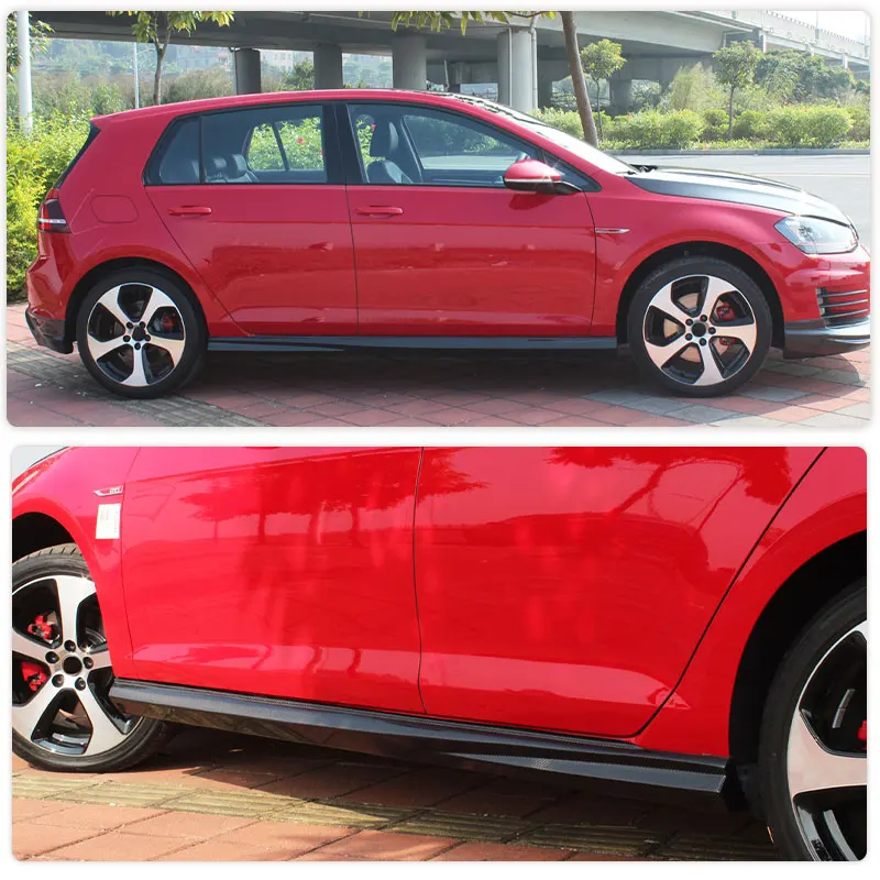 Car Side Skirts Extensions for Volkswagen VW Golf MK7 GTI Only 2014-2017 Side Bumper Apron Lips Body Kits Carbon Fiber FRP view 2