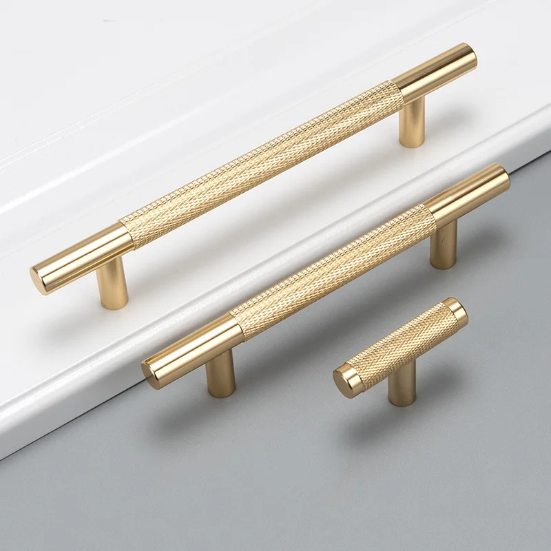 Gold/Black/Silver Aluminum Knurled Cabinet Handle Wardrobe Bar Handles Drawer Pull Long Textured Furniture Door Hardware