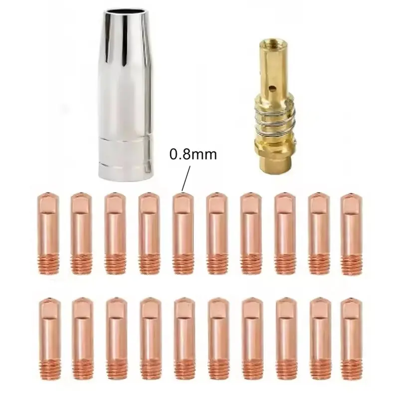 N04R For 15AK MB-For 15AK Torch 22PCS Pack 20 Pcs Contact Tips(0.8Mm Aperture) Consumables For 15AK MIG Welding Machine