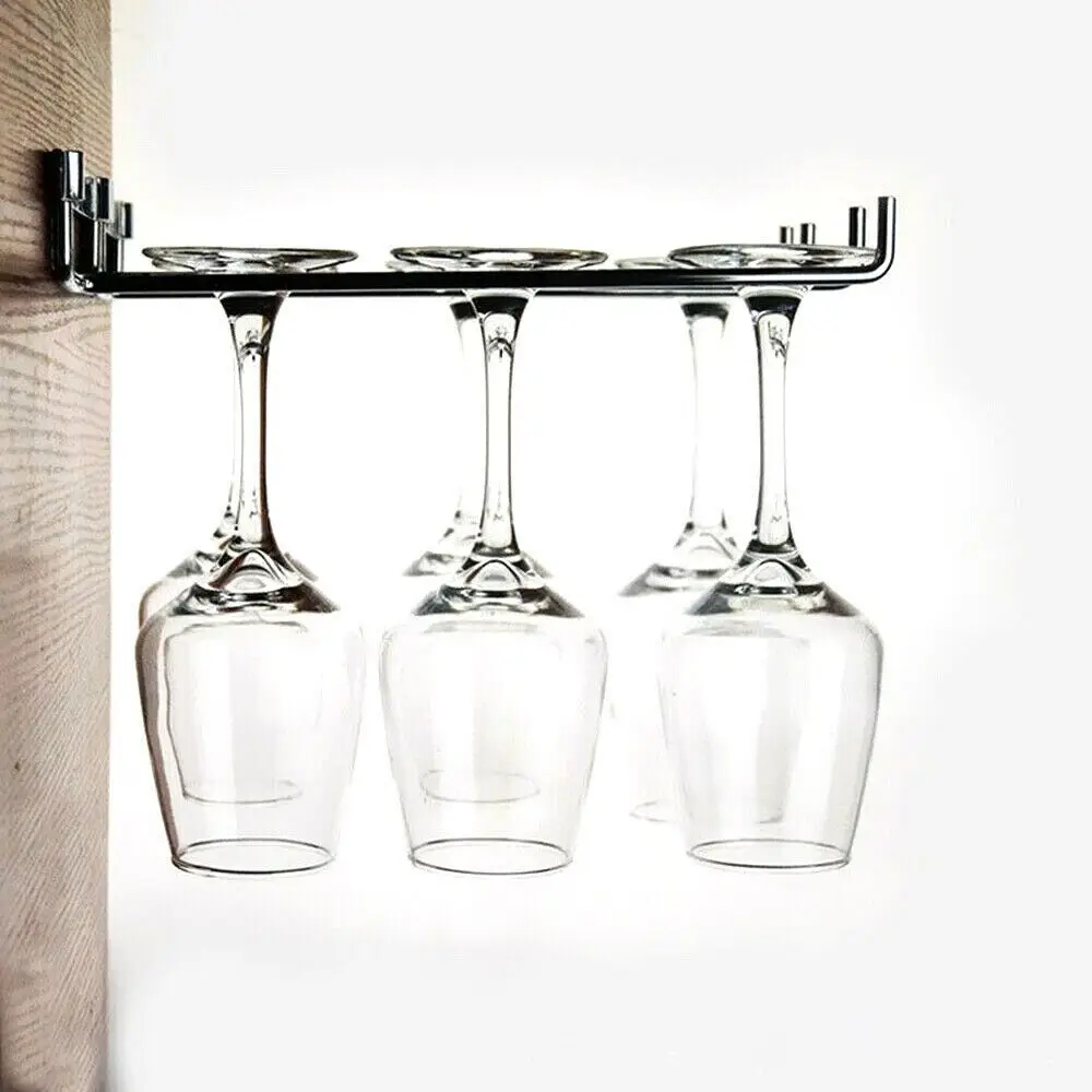 High-quality Iron Stemware Holder Wall Mounted Black Cup Hanger Goblet Storage Shelf Bar