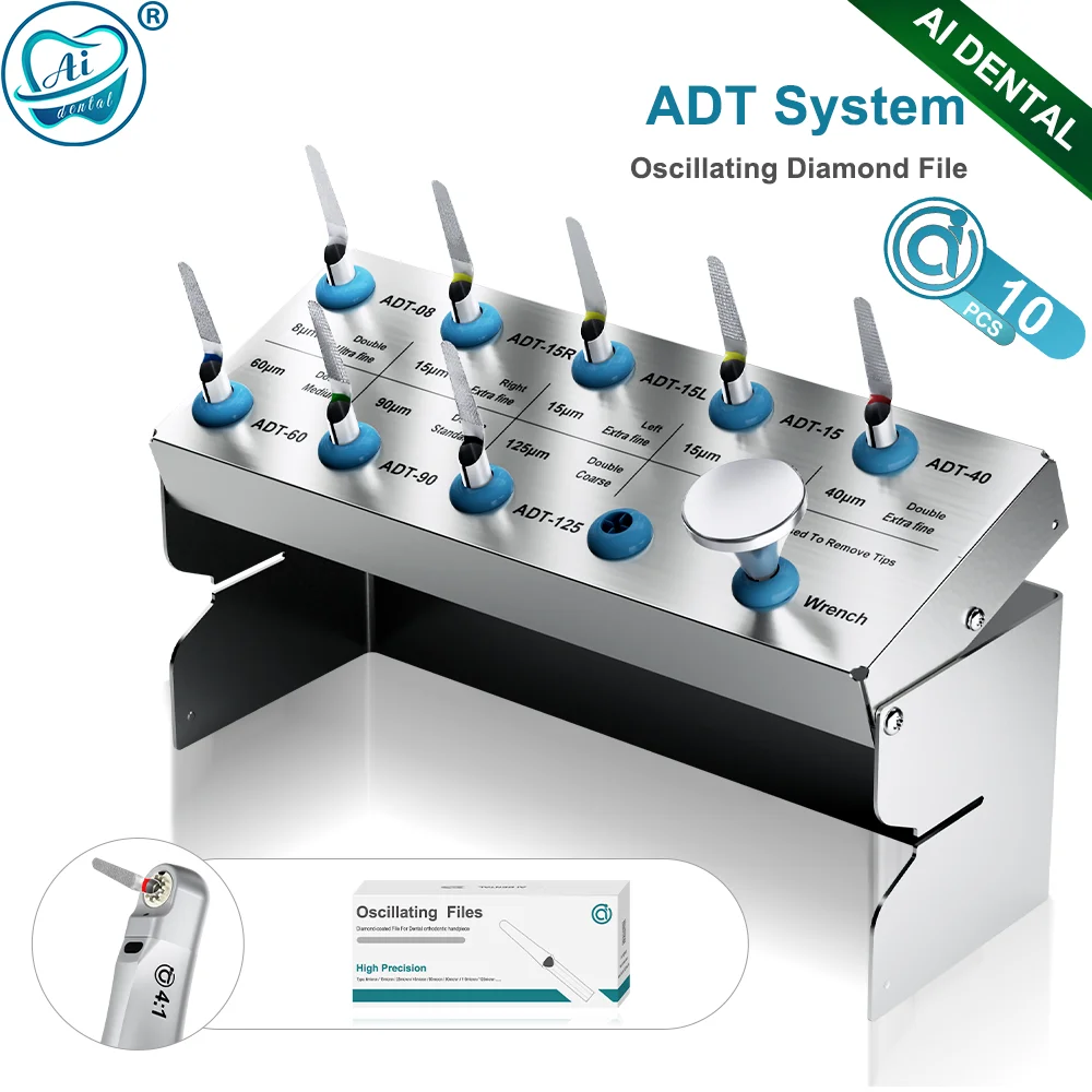 10pcs/8pcs Mixed Size AI-ADT Dental Oscillating Diamond-Coated Files Interproximal Stripping Orthodontic Handpiece Saw Blades