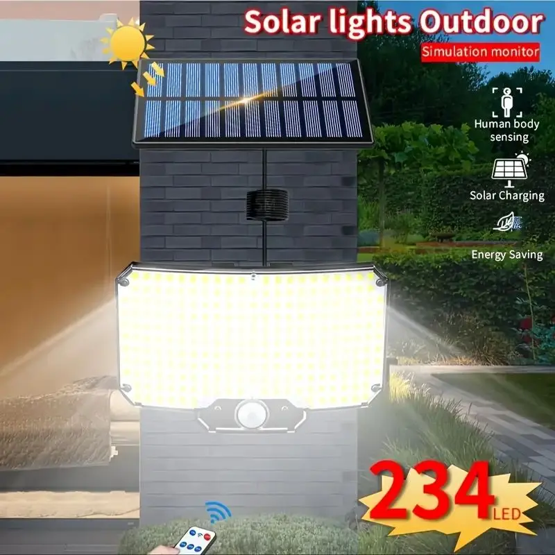 

234 Solar Outdoor Lights with Motion Sensors and 3 Modes Suitable for Garden Courtyard Garage Street Lighting