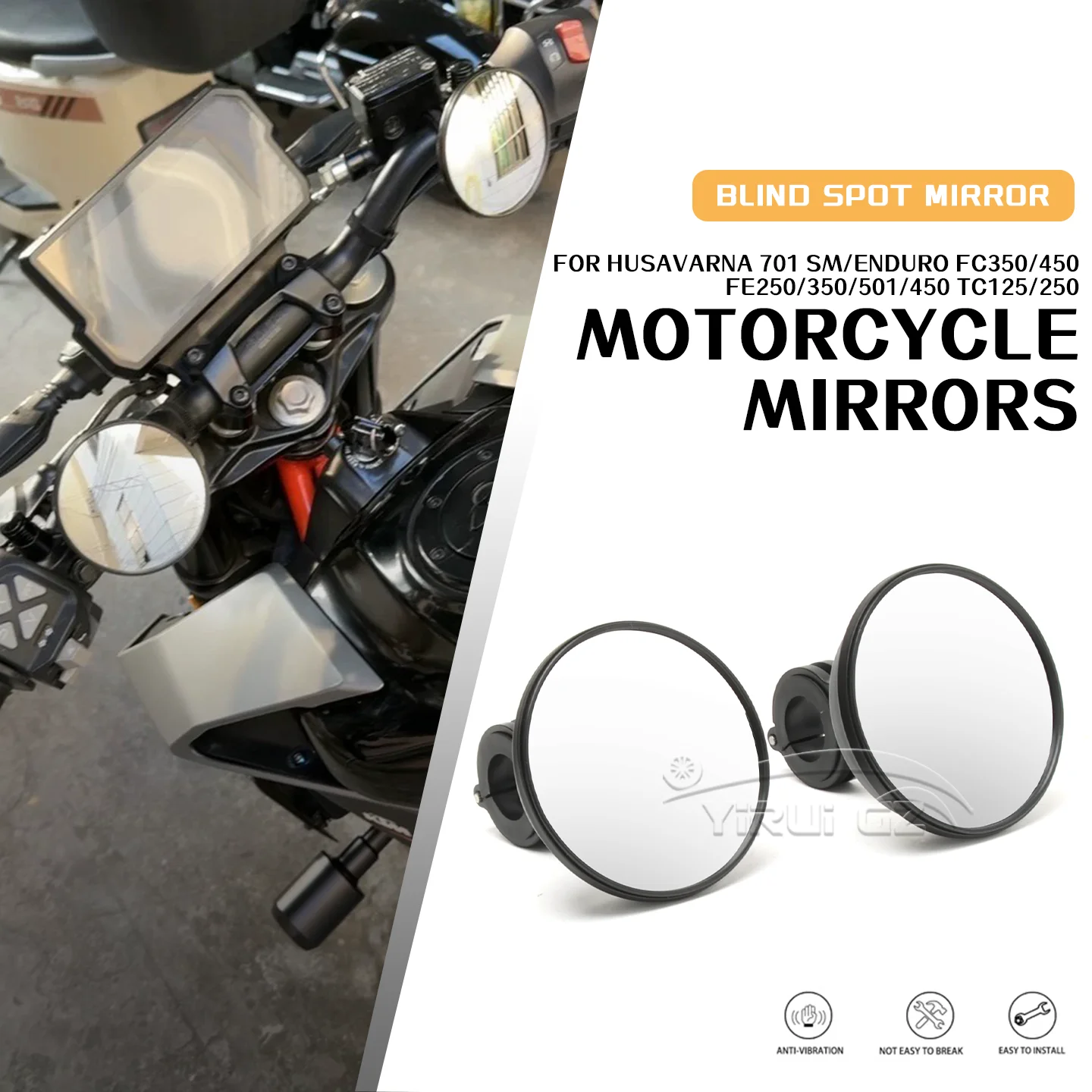 ل Husavarna 701 SM/Enduro FC350/450 FE250/350/501/450 TC 125/250 250 دراجة نارية العمياء مساعد Retrovisor Espelho Convexo #1